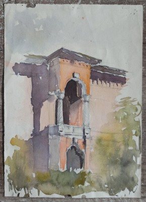 Balcon, Palatul Mogosoaia// desen in creion si acuarela foto