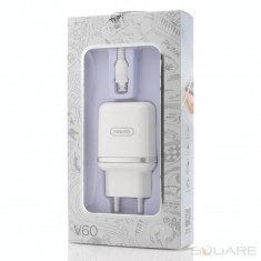 Incarcatoare Retea Tranyoo, V60, Fast Charge Kit, 2 x USB + Micro USB Cable, White