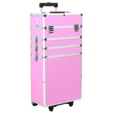 vidaXL Troler de cosmetice, roz, aluminiu