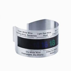 Termometru, pentru vin, Brau metalic, elegant pentru bucatarie, se aplica usor de sticla, se curata simplu, doar prin stergere