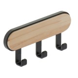 Cumpara ieftin Cuier autoadeziv, 3 carlige, Lemn, Plastic, Bej, Negru, Oem