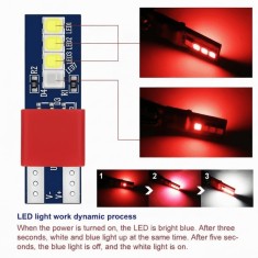 Set de 2 Becuri led T10 W5W Dual color ( rosu si alb ) 12V