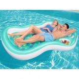 Saltea gonflabila piscina Bestway Double Designer Lounge 224x174 cm, multicolor, 2 locuri, suport bauturi, max 180 kg