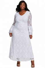 M663P-2 Rochie lunga plus size din dantela foto