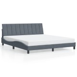 Cumpara ieftin Cadru de pat fara saltea, Hanko, gri inchis, 180x200 cm, catifea