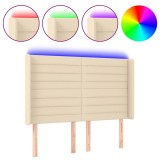 Cumpara ieftin Tablie de pat cu LED, crem, 147x16x118/128 cm, textil