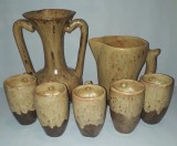 SERVICIU VINTAGE CERAMIC VALLAURIS, HANDMADE, AMFORA, ULCIOR, CINCI CANI (RAR)