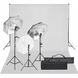 VidaXL Kit studio foto cu set de lumină și fundal