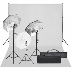 vidaXL Kit studio foto cu set de lumină și fundal