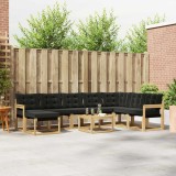 vidaXL Set de canapele de exterior cu pernă 9 pcs Alb și negru 3389782