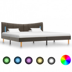 Cadru de pat cu LED, antracit, 180 x 200 cm, piele ecologica foto