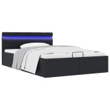Cumpara ieftin Cadru pat hidraulic ladă cu LED negru 120x200cm piele ecologică