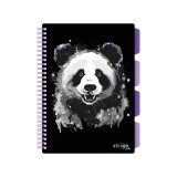 Caiet cu Spirala si Separatoare Strigo Pads Project Book PANDA B5, Dictando, Negru