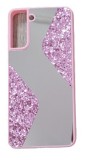 Husa silicon oglinda si sclipici ( glitter) Samsung S21 Plus , S21 + , Roz