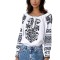 Bluza tip ie traditionala dama DEC, alb/negru mat , marimea M