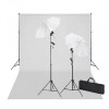 VidaXL Kit studio foto, fundal alb, 600 x 300 cm & lumini