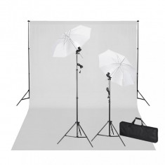 vidaXL Kit studio foto, fundal alb, 600 x 300 cm & lumini