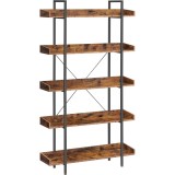 Biblioteca VASAGLE cu 5 rafturi tip tava, stil industrial, maro rustic