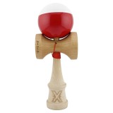 Kendama X Originala, Profesionala, Cyrax, Big Cups V2, Super Sticky cu Cupe Mari, Rulment Metalic, din lemn 18 cm, Ata 55 cm, Alb/Rosu