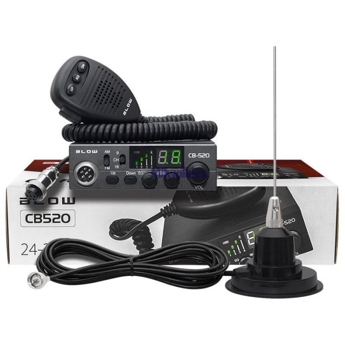Kit Statie Radio Auto CB Blow CB520 cu Antena 85cm Inclusa, 40 Canale Kit Statie Radio Auto CB Blow CB520 cu Antena 85cm Inclusa, 40 Canale