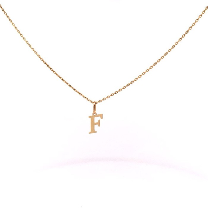 Pandantiv din aur de 14k in forma de litera F