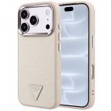 Husa MagSafe pentru Apple iPhone 18 Pro / 17 Pro, Guess, Grained Triangle Logo, Bej
