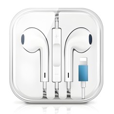 Casti de Calitate APF&reg; pentru iPhone 7/7Plus/8/8+/SE 2/X/XS/XR/XS MAX/11/11PRO/11PRO MAX, bass puternic, microfon incorporat, Alb