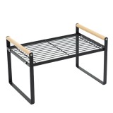 Raft metalic multifunctional Pufo Simple pentru depozitare si organizare in bucatarie sau baie, 51 cm, negru