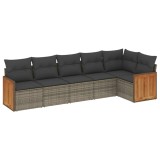 Cumpara ieftin Set mobilier gradina cu perne, 6 piese, gri, poliratan