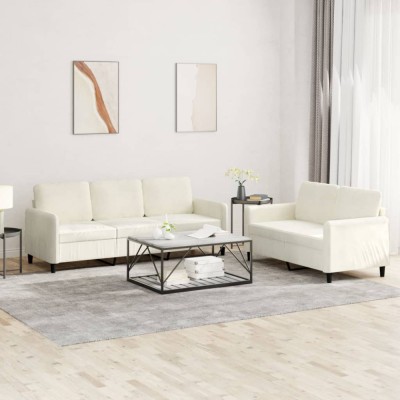 Set canapea 2 piese, crem, catifea foto
