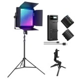 Cumpara ieftin Pachet RBG1200 Lampa Video LED RGB 60W 2500K-8500K cu trepied profesional, 2 baterii NP-F970, incarcator rapid dual si mini trepied inclus
