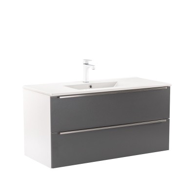 Dulap inferior Vario Trim 100 cu lavoar alb-antracit foto