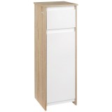 kleankin Dulap de Baie, Comodă cu 2 Niveluri și 1 Sertar din MDF, 32.6x30x90 cm, Lemn natural+Alb | Aosom Romania