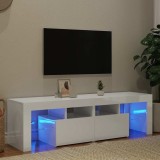 Comodă TV cu lumini LED, negru extralucios, 140x36,5x40 cm