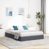 vidaXL Pat cu storage cu headboard Gri &icirc;nchis 135 x 190 cm Catifea 3370126
