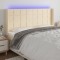 vidaXL Tăblie de pat cu LED, crem, 183x16x118/128 cm, textil 3124067