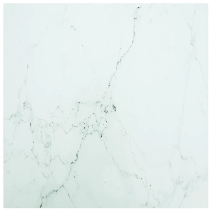 vidaXL Blat masă alb 50x50 cm 6 mm sticlă securizată design marmură