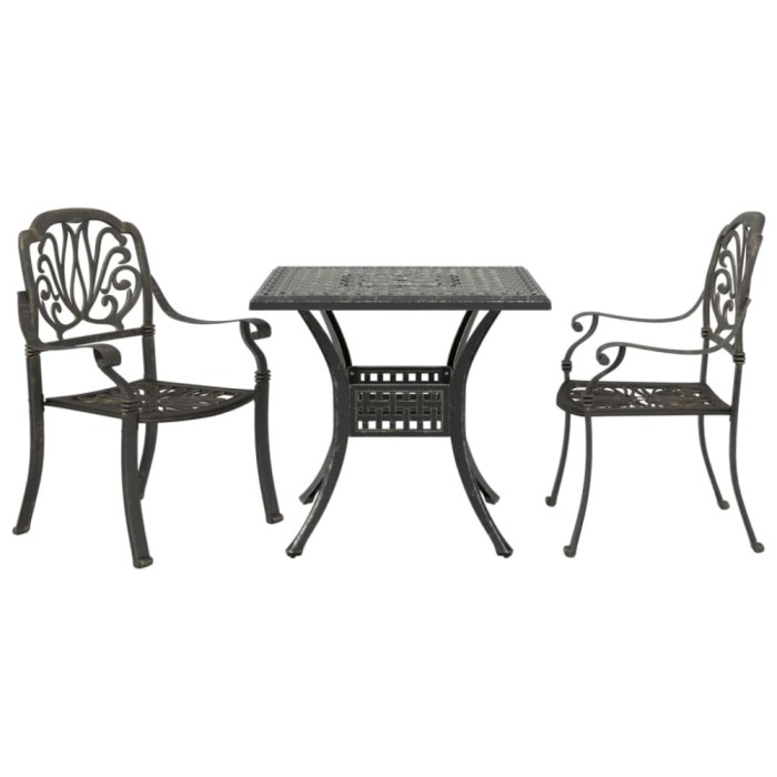 Set mobilier bistro, 3 piese, bronz, aluminiu turnat