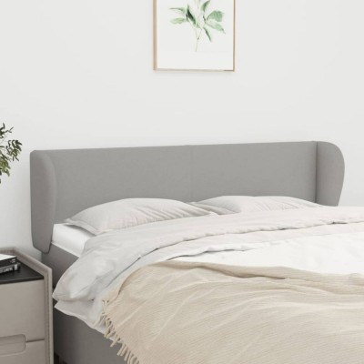 vidaXL Tăblie de pat cu aripioare gri deschis 147x23x78/88 cm textil 3116862 foto
