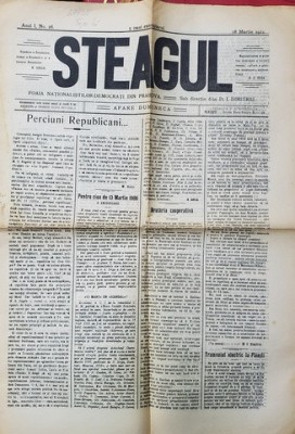 STEAGUL - FOAIA NATIONALISTILOR - DEMOCRATI DIN PRAHOVA , ANUL I , NR. 28 , 18 MARTIE , 1912 foto