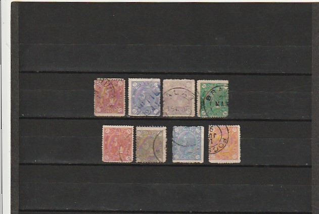 RO - 1890/91 LP 47 CAROL I CIFRA IN 4 COLTURI FARA FILIGRAN SERIE STAMPILATA