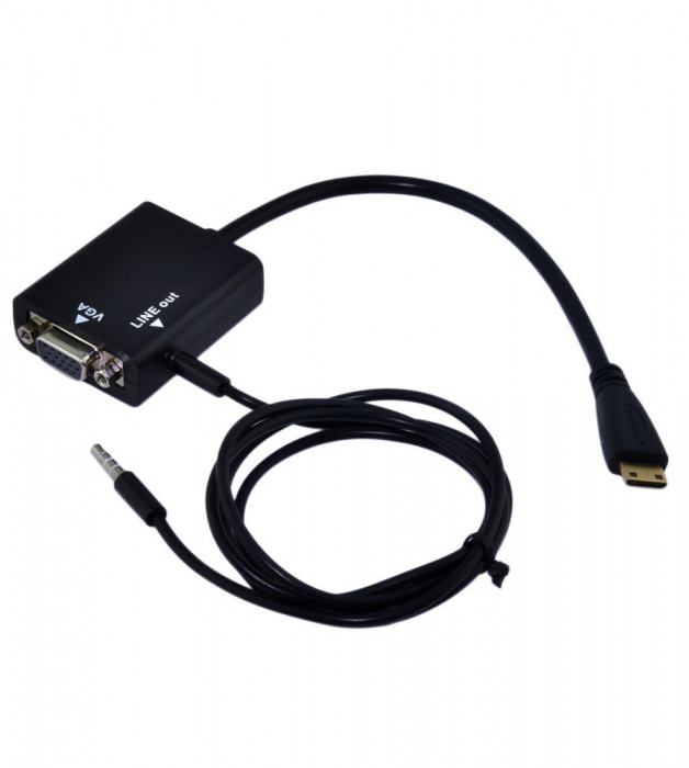 Cablu convertizor Mini HDMI la VGA + Audio