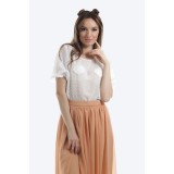 Bluza din voal off white cu picouri si maneci scurte
