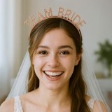 Coroniță Roz Aurie cu Strass, Mesaj Team Bride, CMCLASS