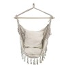 Scaun Leagan Suspendat Bej Macrameu cu 2 Perne, 100x130x110 cm, Max 110kg, Bumbac/Poliester, Interior/Exterior