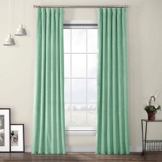 Draperie din catifea cu rejansa din bumbac tip fagure, Madison, 150x220 cm, densitate 700 g/ml, Sage Green, 1 buc