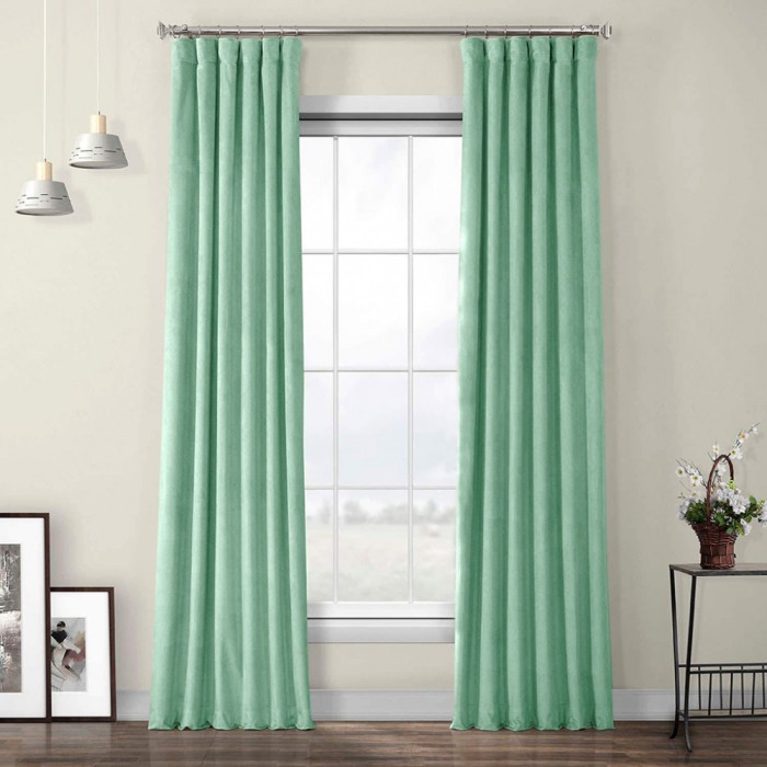 Set draperii din catifea cu rejansa din bumbac tip fagure, Madison, 150x210 cm, densitate 700 g/ml, Sage Green, 2 buc