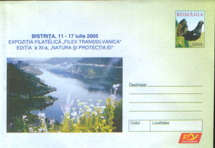Intreg pos plic nec 2005 -Expozitia filatelica &quot;Natura si protectia ei&quot; Bistrita