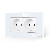 Cumpara ieftin Priza Dubla cu Rama din Sticla LUXION, Standard Italian, 4M SmartElectro IntelligentHouse