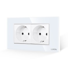 Priza Dubla cu Rama din Sticla LUXION, Standard Italian, 4M SmartElectro IntelligentHouse